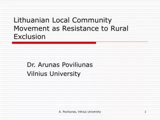 Lithuanian Local Community Movement as Resistance to Rural Exclusion