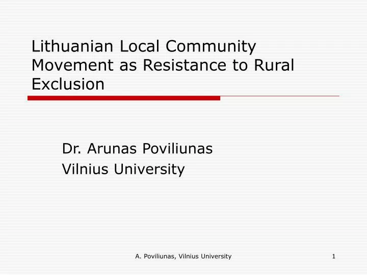 lithuanian local community movement as resistance to rural exclusion