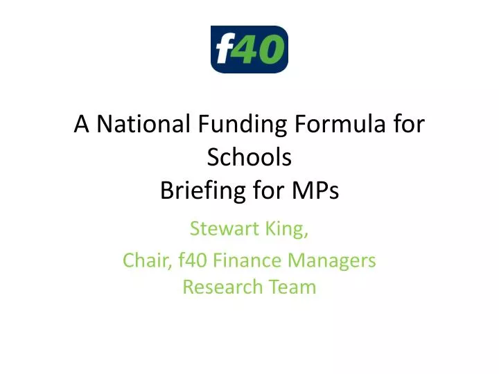 a national funding formula for schools briefing for mps