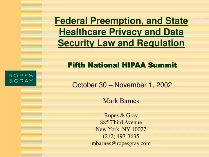federal preemption and state healthcare privacy and data security law and regulation