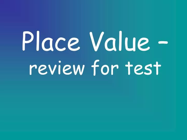 place value review for test