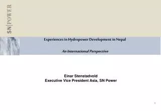 Experiences in Hydropower Development in Nepal An International Perspective