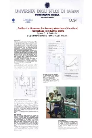Sniffer-1: a biosensor for the early detection of the oil and fuel leakage in industrial plants