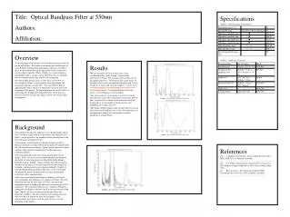 Title: Optical Bandpass Filter at 550nm Authors: Affiliation: