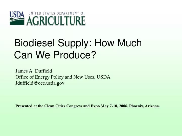 biodiesel supply how much can we produce