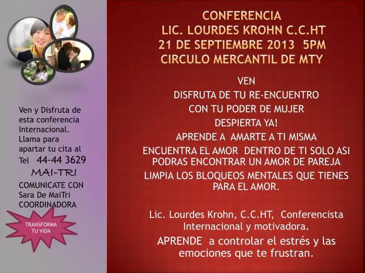 conferencia lic lourdes krohn c c ht 21 de septiembre 2013 5pm circulo mercantil de mty