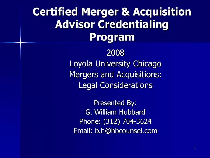 certified merger acquisition advisor credentialing program