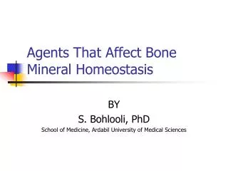 Agents That Affect Bone Mineral Homeostasis