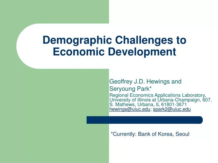 demographic challenges to economic development