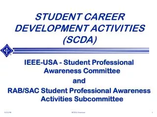 STUDENT CAREER DEVELOPMENT ACTIVITIES (SCDA)