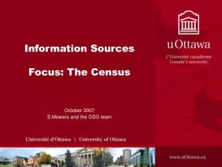 Information Sources Focus: The Census