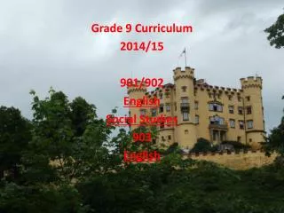 Grade 9 Curriculum 2014/15 901/902 English Social Studies 903 English