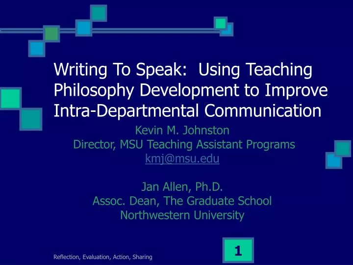 writing to speak using teaching philosophy development to improve intra departmental communication