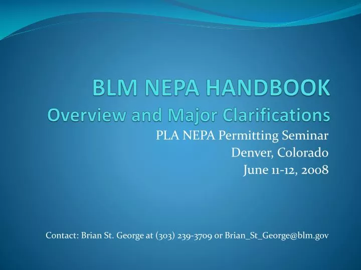blm nepa handbook overview and major clarifications