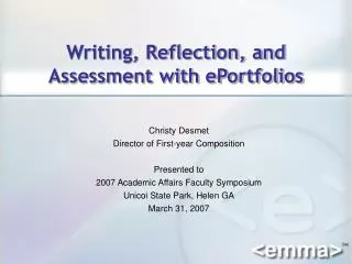 Writing, Reflection, and Assessment with ePortfolios