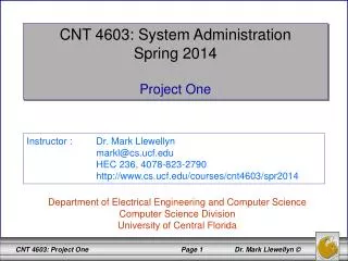 CNT 4603: System Administration Spring 2014 Project One