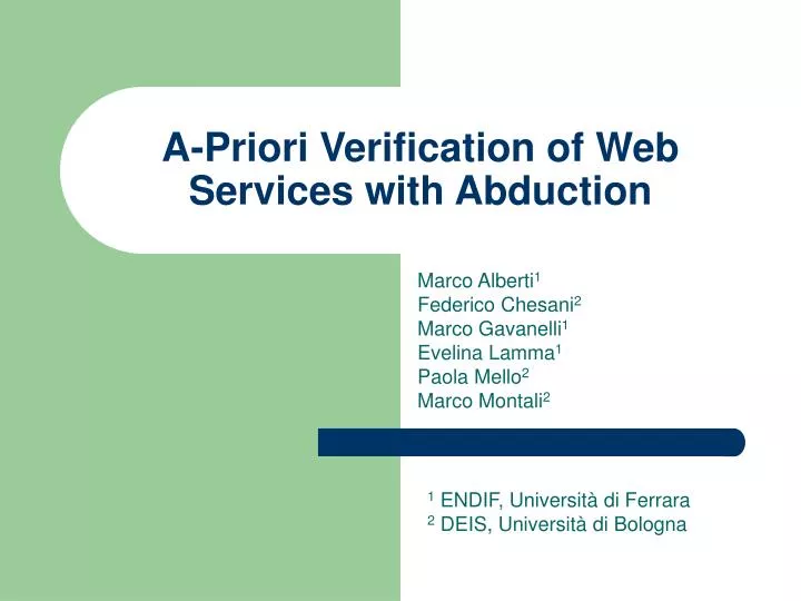 a priori verification of web services with abduction