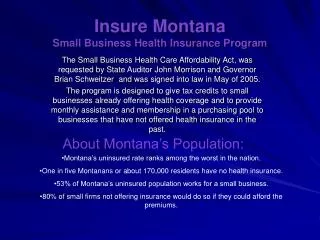 Insure Montana Small Business Health Insurance Program
