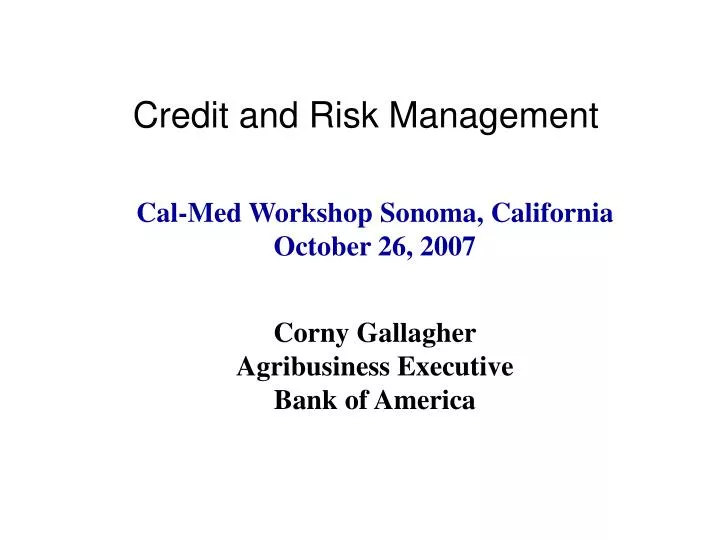 credit and risk management