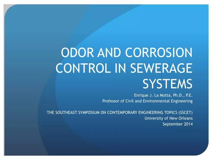 odor and corrosion control in sewerage systems