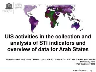 SUB-REGIONAL HANDS-ON TRAINING ON SCIENCE, TECHNOLOGY AND INNOVATION INDICATORS