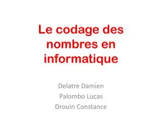 le codage des nombres en informatique
