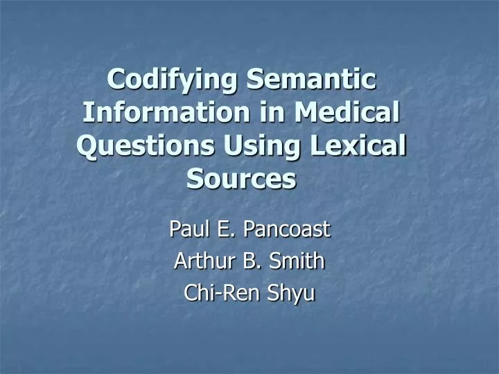 codifying semantic information in medical questions using lexical sources