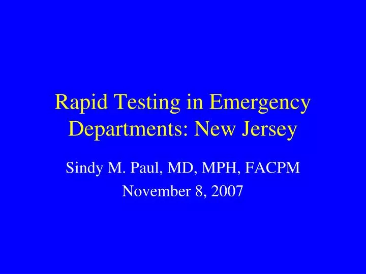 rapid testing in emergency departments new jersey