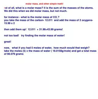 molar mass, and other simple math!