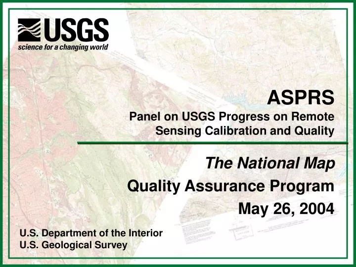 asprs panel on usgs progress on remote sensing calibration and quality