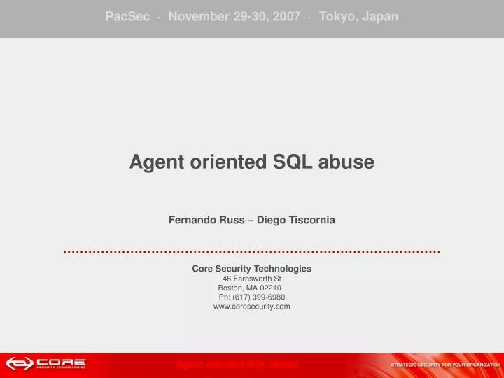 agent oriented sql abuse fernando russ diego tiscornia