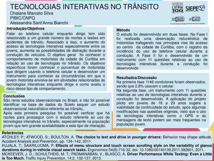 tecnologias interativas no tr nsito chaiane marcelo silva pibic cnpq alessandra sant anna bianchi