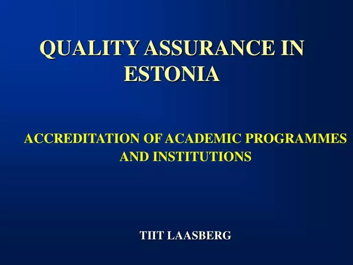 quality assurance in estonia