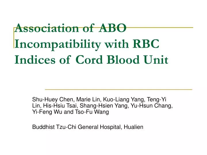 association of abo incompatibility with rbc indices of cord blood unit