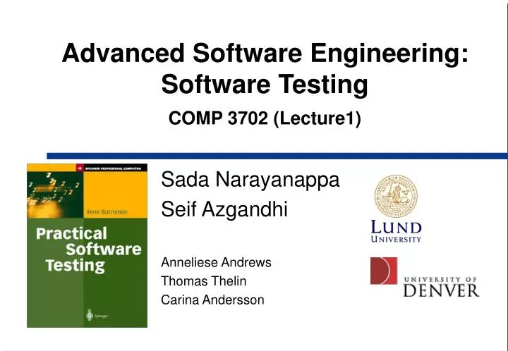 advanced software engineering software testing comp 3702 lecture1