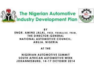 The Nigerian Automotive Industry Development Plan