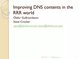 Improving DNS contents in the RRR world
