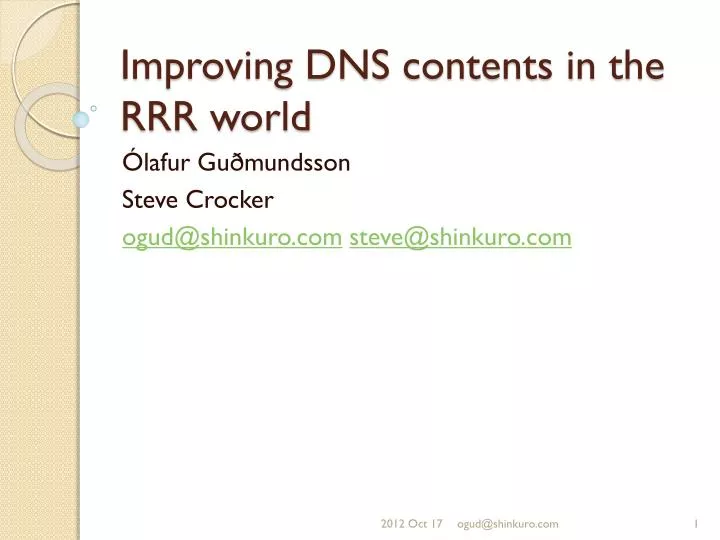improving dns contents in the rrr world