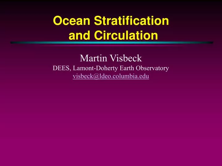 ocean stratification and circulation