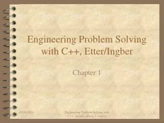 Engineering Problem Solving with C++, Etter/Ingber