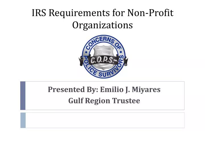 irs requirements for non profit organizations