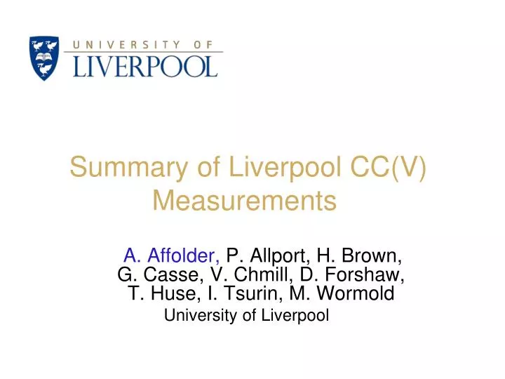 summary of liverpool cc v measurements