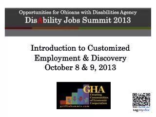 Opportunities for Ohioans with Disabilities Agency Dis A bility Jobs Summit 2013