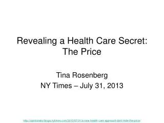 Revealing a Health Care Secret: The Price