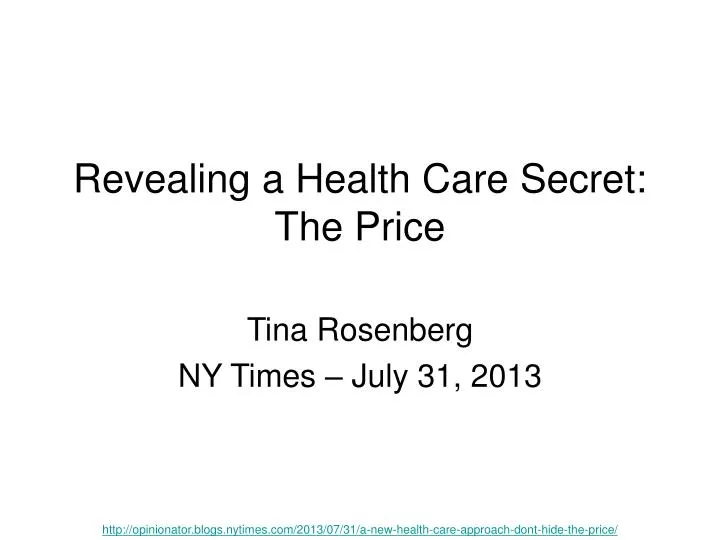 revealing a health care secret the price