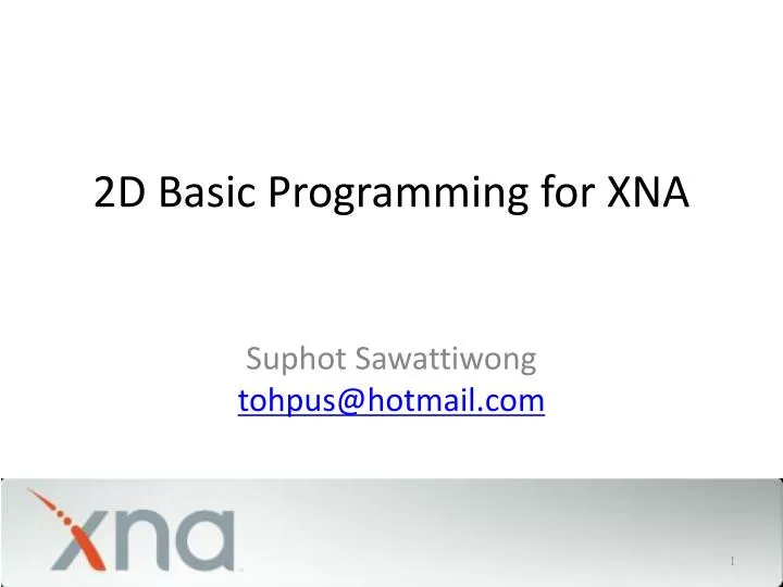 2d basic programming for xna