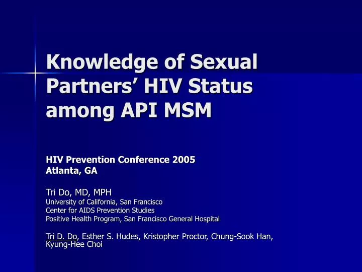 knowledge of sexual partners hiv status among api msm