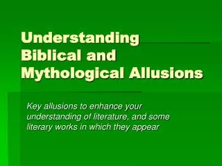 Understanding Biblical and Mythological Allusions