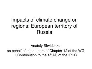 Impacts of climate change on regions: European territory of Russia