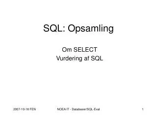 sql opsamling